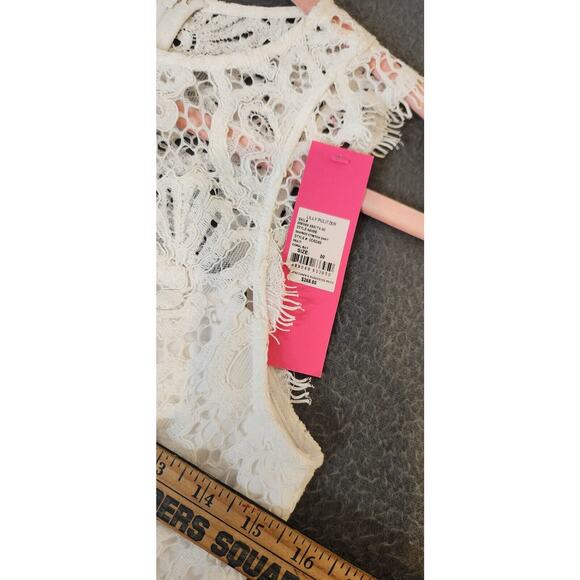 Lilly Pulitzer Sharice Stretch Shift Dress Lace Coral Bay Blue Pink Sz 00 NWT - Picture 6 of 11